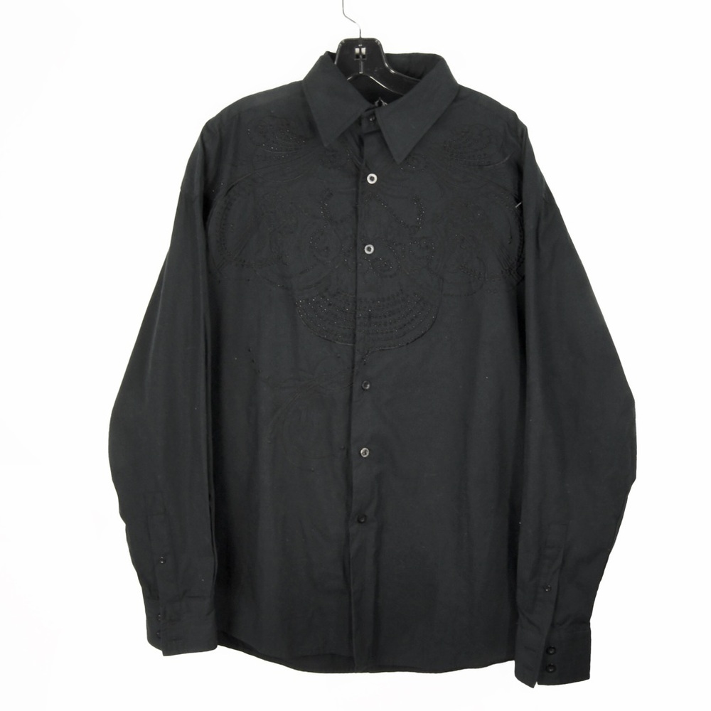 Vintage Pelle Pelle Embroidered Beaded Button Up Long Sleeve Blouse Shirt
